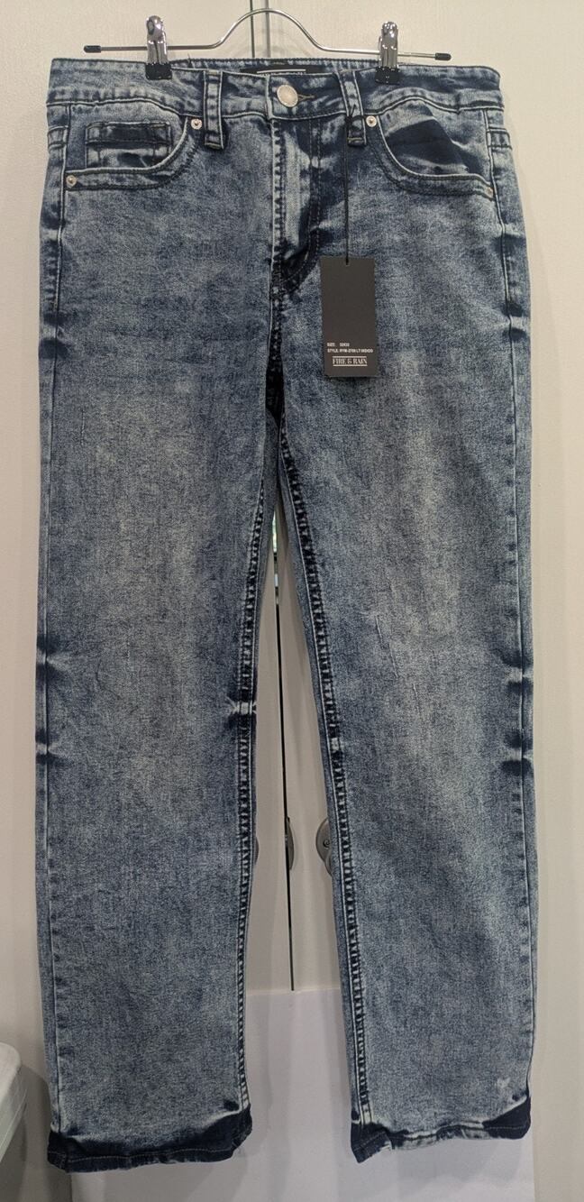 Fire & Rain Denim Acid Wash Jeans Cross Wing Embroidered Pockets NWT 32x32